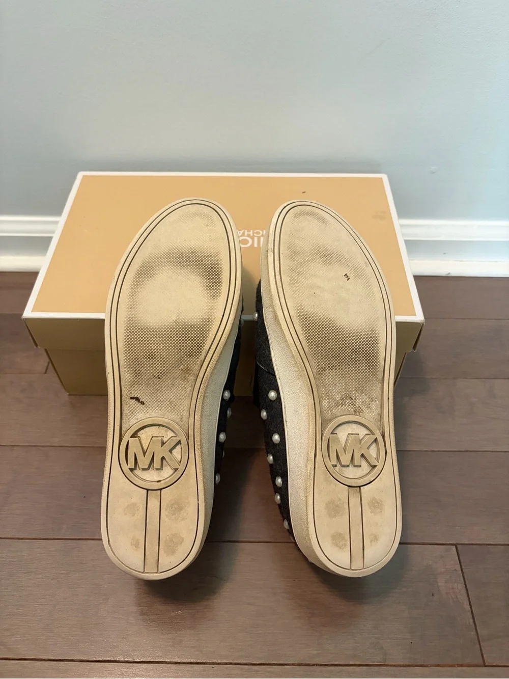 Michael Kors Black Pearl-Studded Slip-On Sneakers